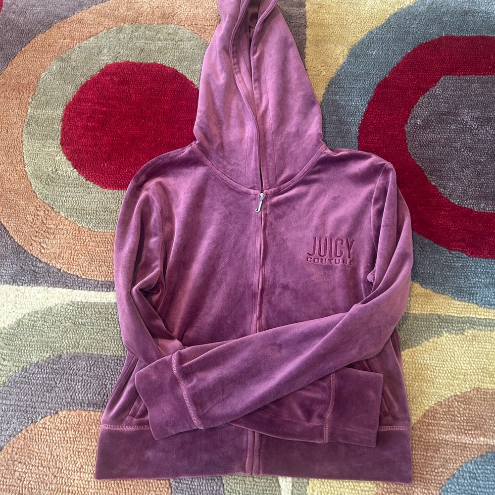 Juicy Couture Raspberry Velour Zip Up Jacket Cropped Newer Style Women’s Small